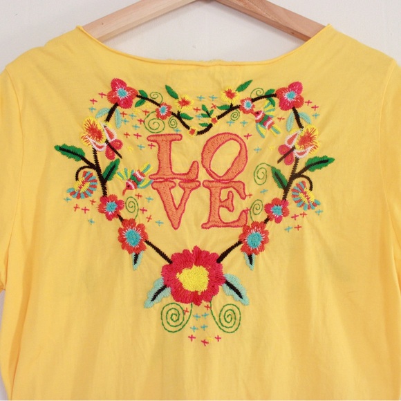 Johnny Was Embroidered LOVE V-Neck - Picture 6 of 9